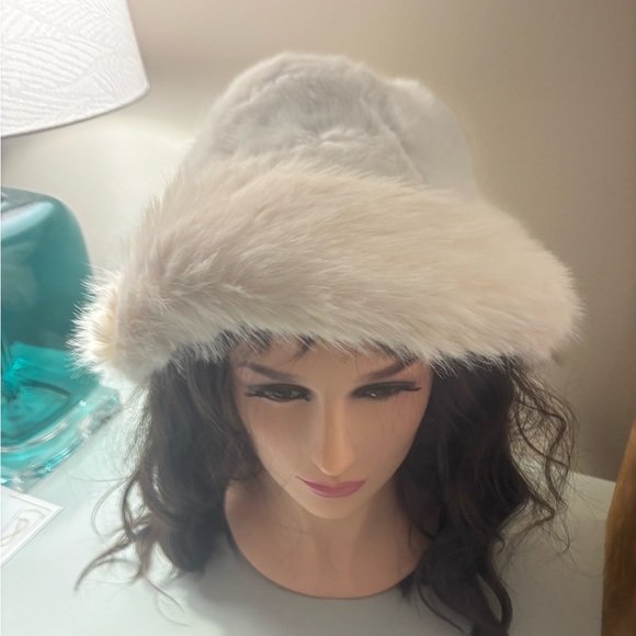 Faux Fur Flora Bucket Hat in Creamy White by Pretty Simple - Picture 2 of 6
